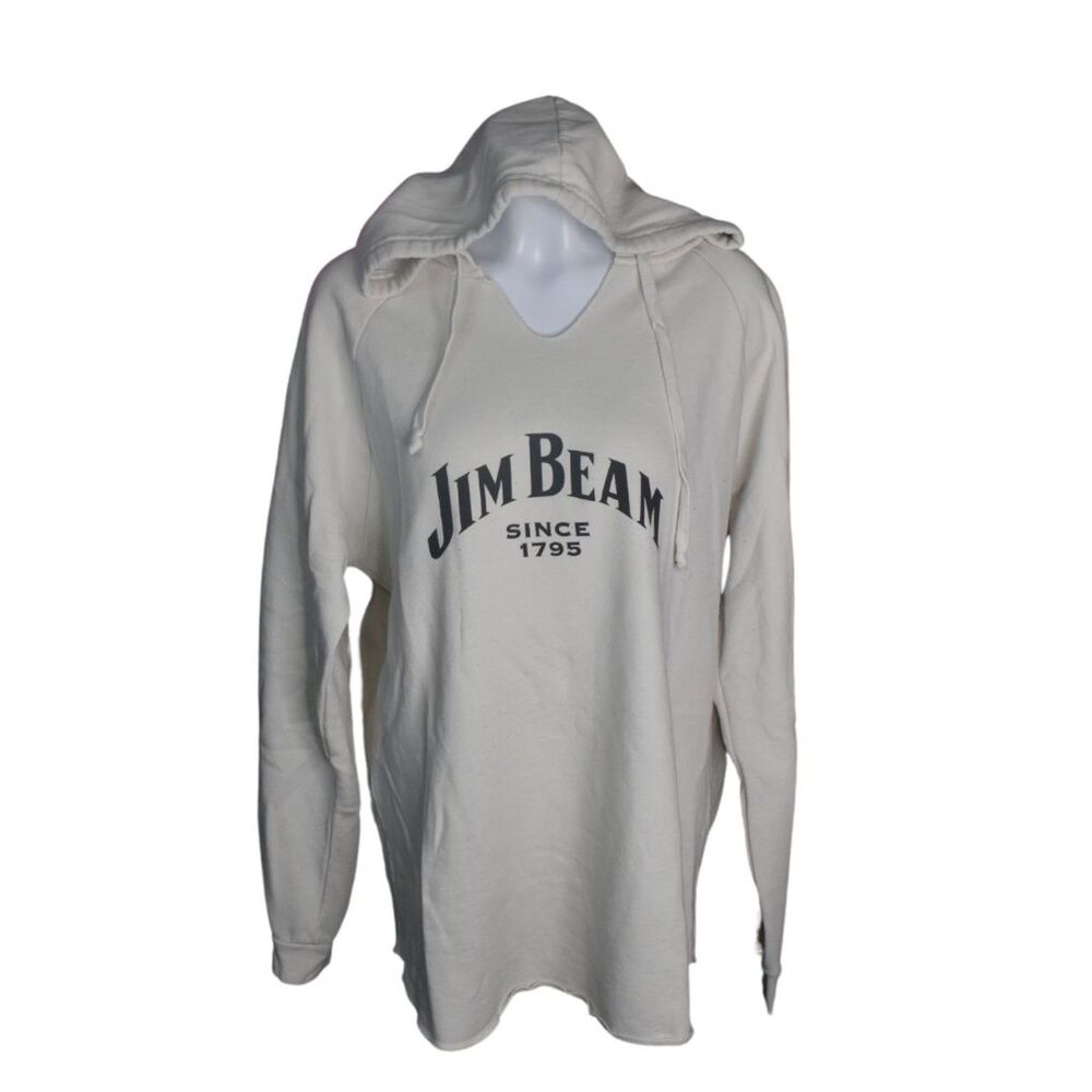 Jim Beam Independent Hoodie Cream White Lightweight V Neck Distillery 2XL